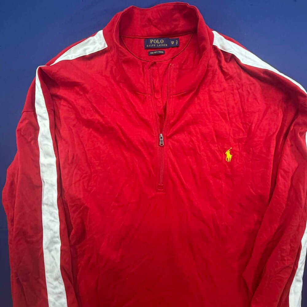 Polo Ralph Lauren Quarter Zip Long Sleeve Pullover Pima Soft Touch Red 3XB